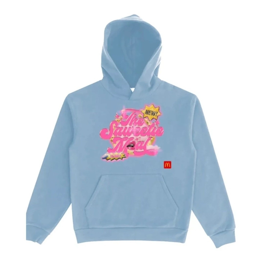 Saweetie McDonald's Light Blue Hoodie with Pink Design